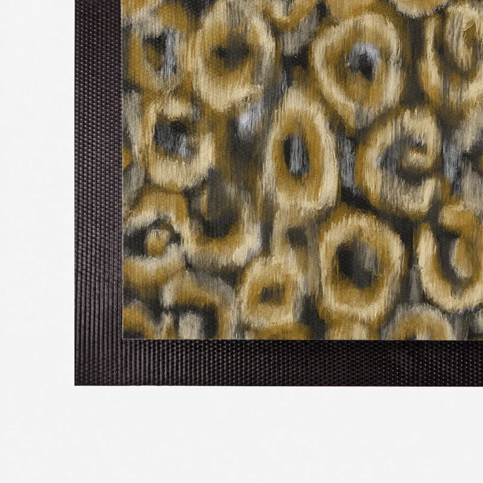 Deurmat met rand: luipaardprint in oker en grijs